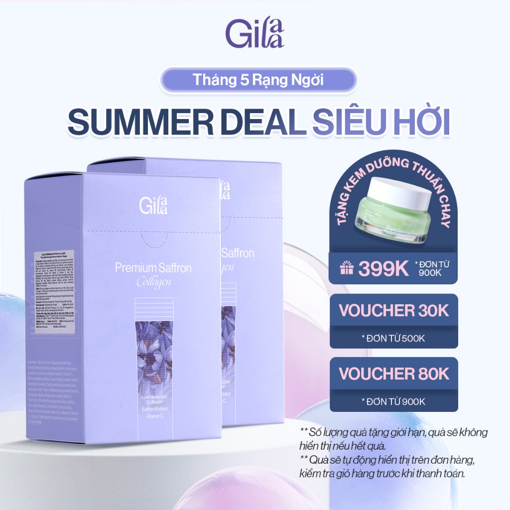 Ảnh Combo 2 Hộp bột uống Collagen Gilaa Cao Cấp Kết Hợp Saffron (120 gói x 2g) 1