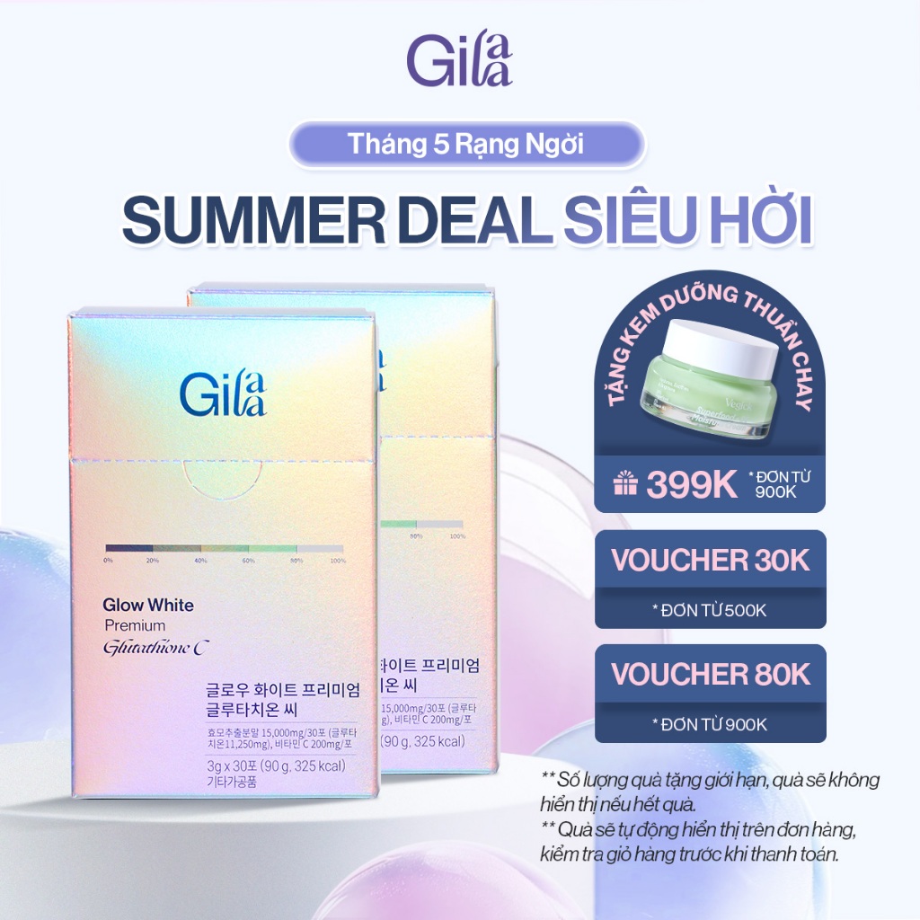Ảnh Combo 2 Hộp Bột Ngậm Trắng Da Ngừa Nám Toàn Thân Glutathione C GILAA (3g x60 gói) 1