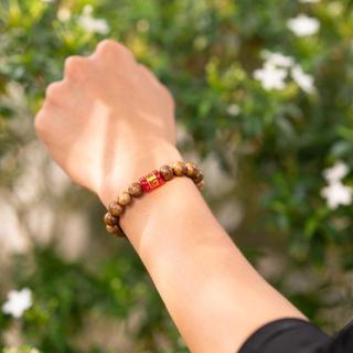 Vòng Tay Trầm Hương Đơn Mix Omani Trầm Hương Yên Lộc  (Mua một, tặng một Hộp , dây dự phòng, 2 hạt trầm