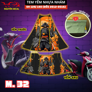 Combo tem dán yếm xe Sh 2012-2016 mẫu Samurai Nhật Bản trang trí nổi bật