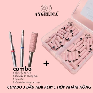 Combo Đầu Mài Nhám Hồng Angelica Kèm 1 Lõi Đầu Mài Trụ , Đầu Mài Nhám Mini Chuyên Dụng Làm Nail, Phụ Kiện Nail Cao Cấp