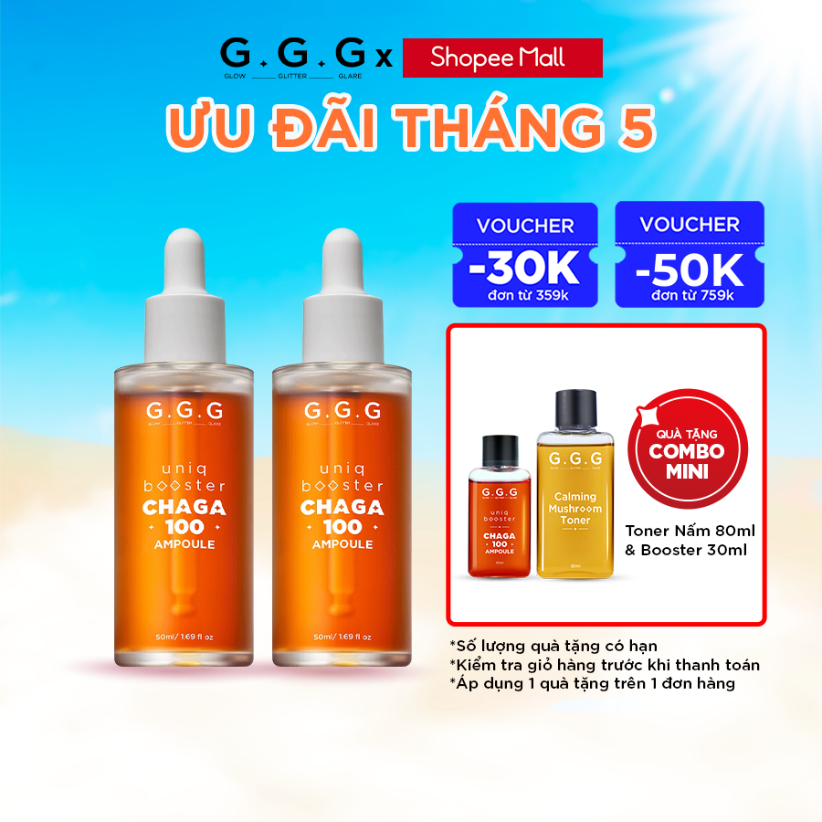 Ảnh Bộ 2 Booster Nấm Chaga 50ml Cấp ẩm chuyên sâu & Phục hồi Dịu da Tức thì - G.G.G Uniq Booster Chagga 50ml 1