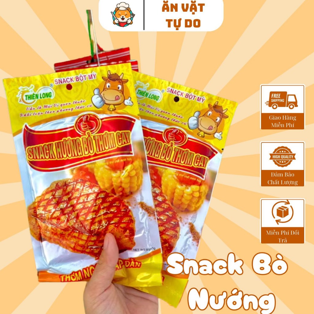 Snack hương bò thơm cay, sườn bò miếng Thiên Long (gói 30g) | Shopee ...