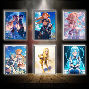 Tranh đèn led 3D đổi màu Sword art online - Tranh đèn led 3D ANIME trang trí bàn làm việc, đèn ngủ