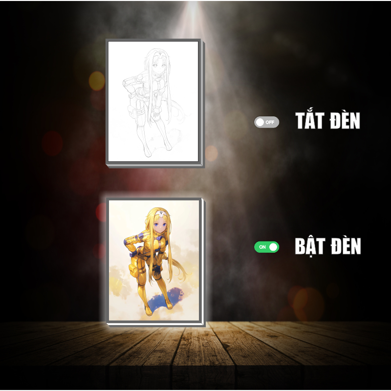 Tranh đèn led 3D đổi màu Sword art online - Tranh đèn led 3D ANIME trang trí bàn làm việc, đèn ngủ