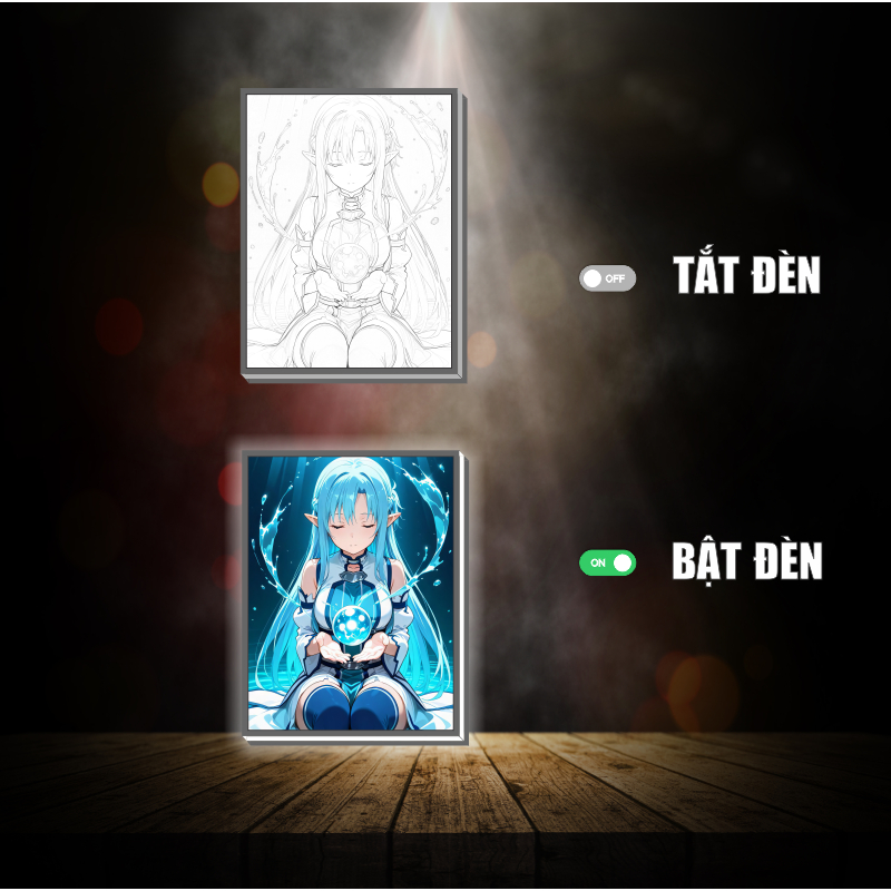 Tranh đèn led 3D đổi màu Sword art online - Tranh đèn led 3D ANIME trang trí bàn làm việc, đèn ngủ