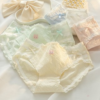 Combo 3 Quần lót nữ cotton viền ren đính nơ dễ thương icon thỏ xinh xắn King Shop L-2861