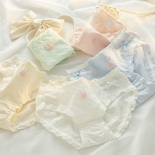 Combo 3 Quần lót nữ cotton viền ren đính nơ dễ thương icon thỏ xinh xắn King Shop L-2861