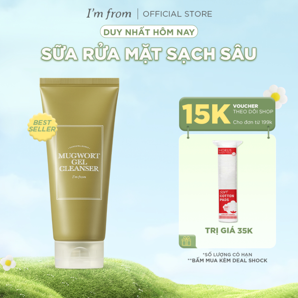 Ảnh Sữa rửa mặt sạch sâu, dịu nhẹ cho da dầu, da mụn, da nhạy cảm I'm from Mugwort Gel Cleanser 150ml 1