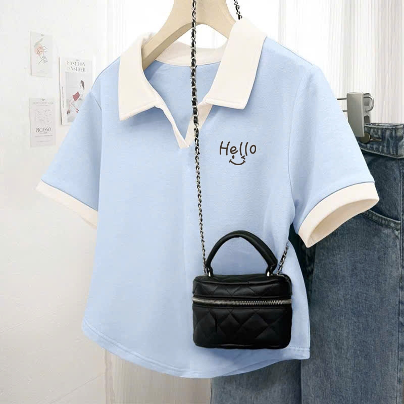 Áo polo chữ Hello cho bé gái size đại BEESHOP H25081