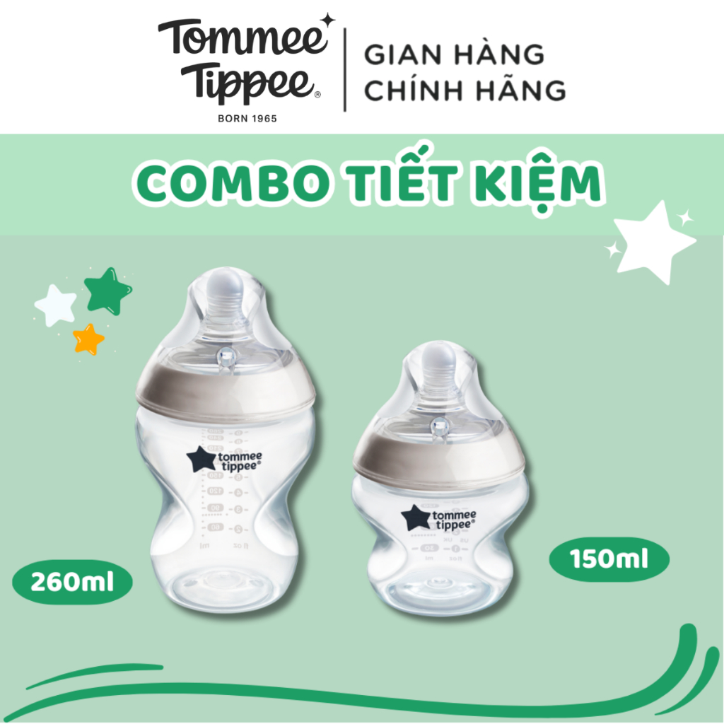 Ảnh COMBO 2 Bình sữa ty siêu mềm tự nhiên Tommee Tippee Natural Start 150ml & 260ml 2