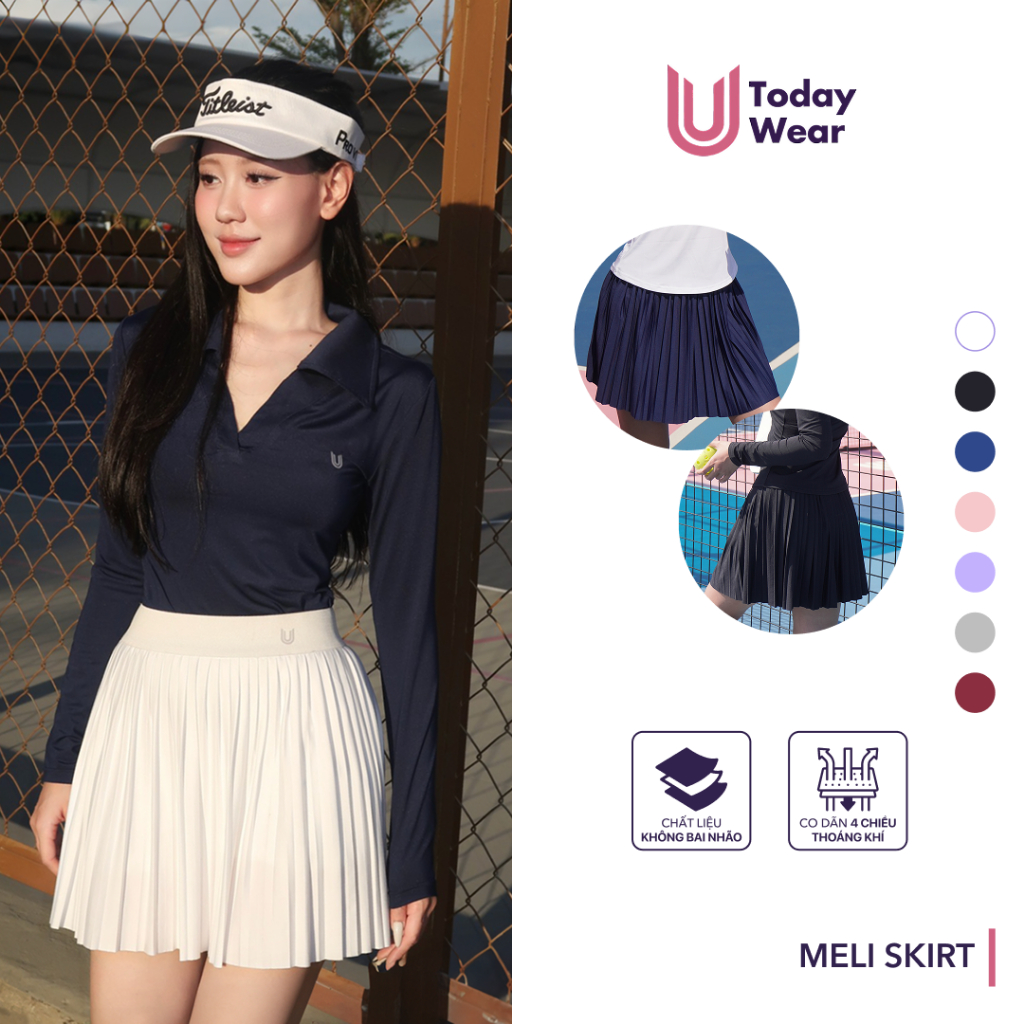 Ảnh Chân váy ngắn xếp ly thể thao Meli Skirt Today U Wear may sẵn quần bảo hộ thoải mái chơi tennis pickleball 1