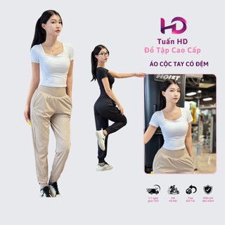 Áo cộc tay nữ, model DWY115179.1.B58 Yoga Nữ Kiểu Dáng Ôm Body Có Mút Đệm Ngực Co Giãn Thoáng Mát