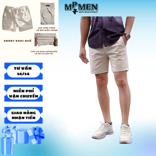 (SHORT KAKI CAO CẤP)-Quấn short kaki DENIM màu vàng from trên gối chất vải co giản thoải mái