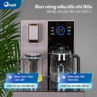 Cây nước nóng lạnh bàn trà FUJIE TB238UV có ngăn khử khuẩn UV, Màn hiển thị cảm ứng, tiết kiệm điện