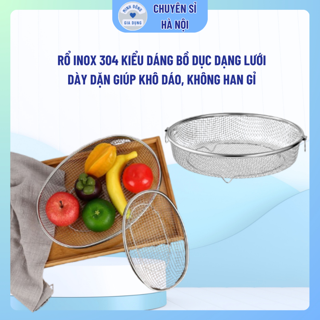 Rổ inox 304 KIỂU DÁNG BỒ DỤC dạng lưới kiểu Nhật đựng thức ăn chiên và ...