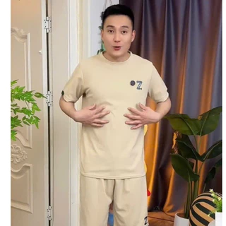 Bộ đồ nam mùa hè cổ tròn.Bộ thể thao nam mùa hè vải tổ ong,cotton co giãn 4 chiều thoáng mát