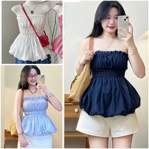 Áo Cúp Ngực Peplum 2 Lớp Đuôi Xòe Chất Gió Nhăn