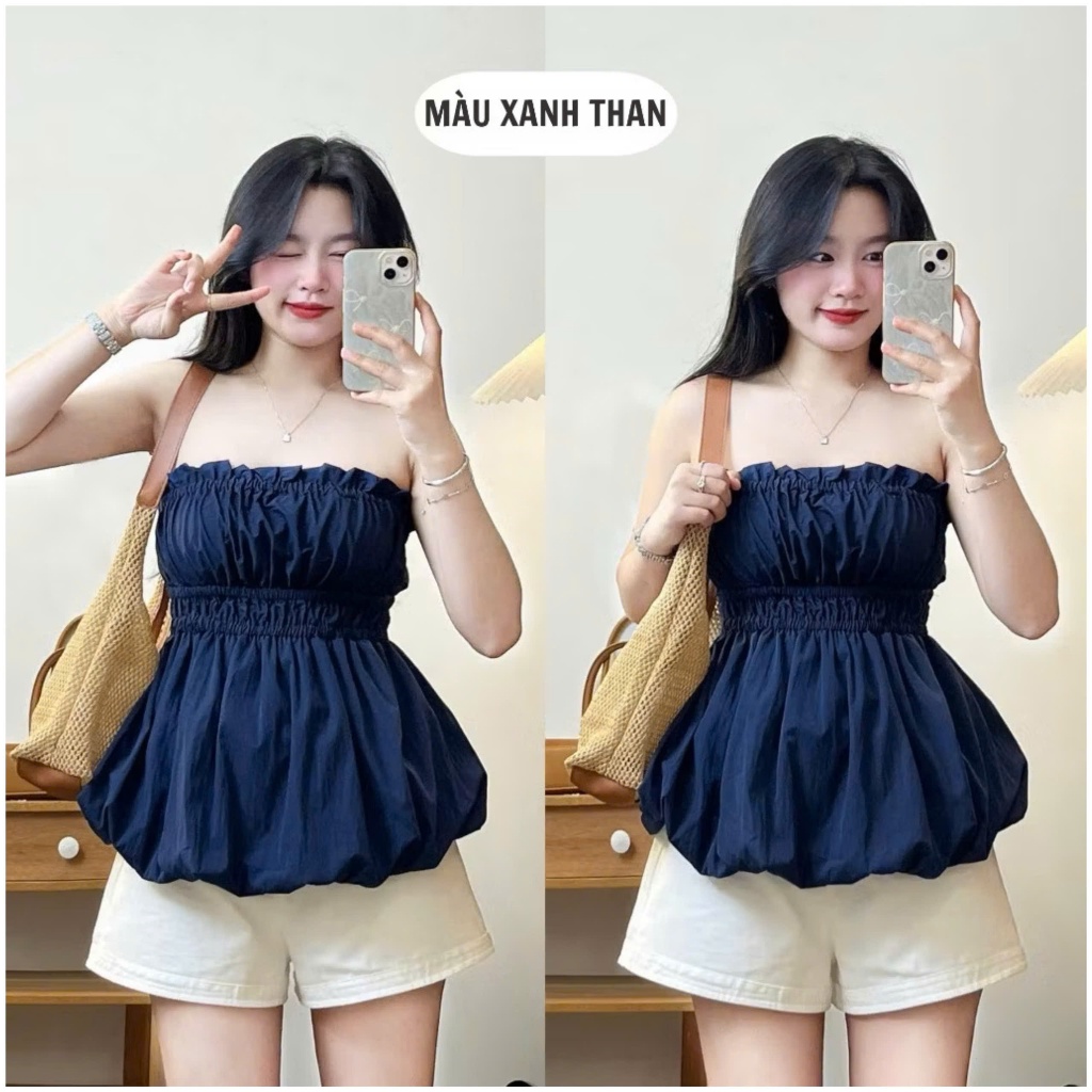 Áo Cúp Ngực Peplum 2 Lớp Đuôi Xòe Chất Gió Nhăn