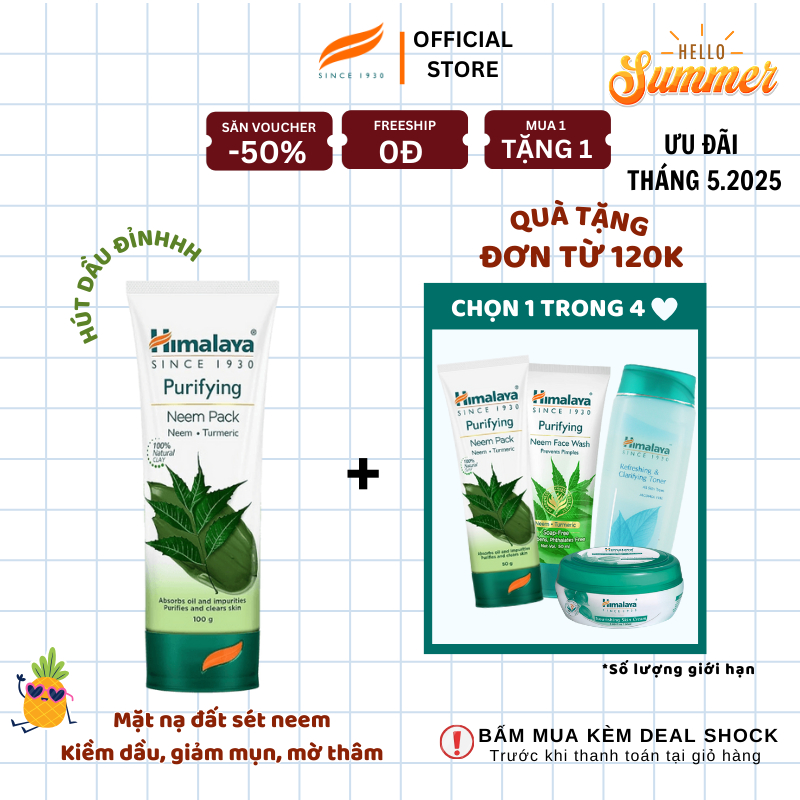 Ảnh Mặt nạ đất sét kiềm dầu giảm mụn chăm sóc lỗ chân lông từ lá neem Himalaya Neem Face Pack 100ml 1