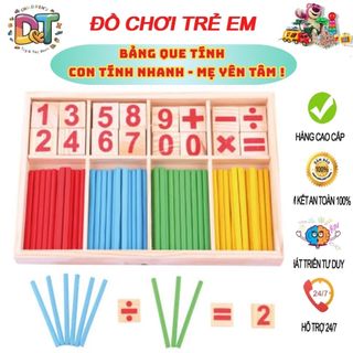 Bộ que tính học toán bằng gỗ - bảng tính que học toán giúp bé phát triển tư duy đếm số