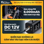Bơm Lốp Điện Tử Nguồn Kép Jumbotec B03: Pin 6000mAh & Tẩu 12V, Đèn Pin & Sạc DP | Bảo Hành 12 Tháng — ảnh 2