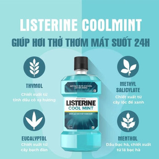 Nước súc miệng Listerine Cool Mint - Bảo vệ khoang miệng suốt 24h (Chai 250ml - 750ml)