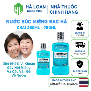 Nước súc miệng Listerine Cool Mint - Bảo vệ khoang miệng suốt 24h (Chai 250ml - 750ml)