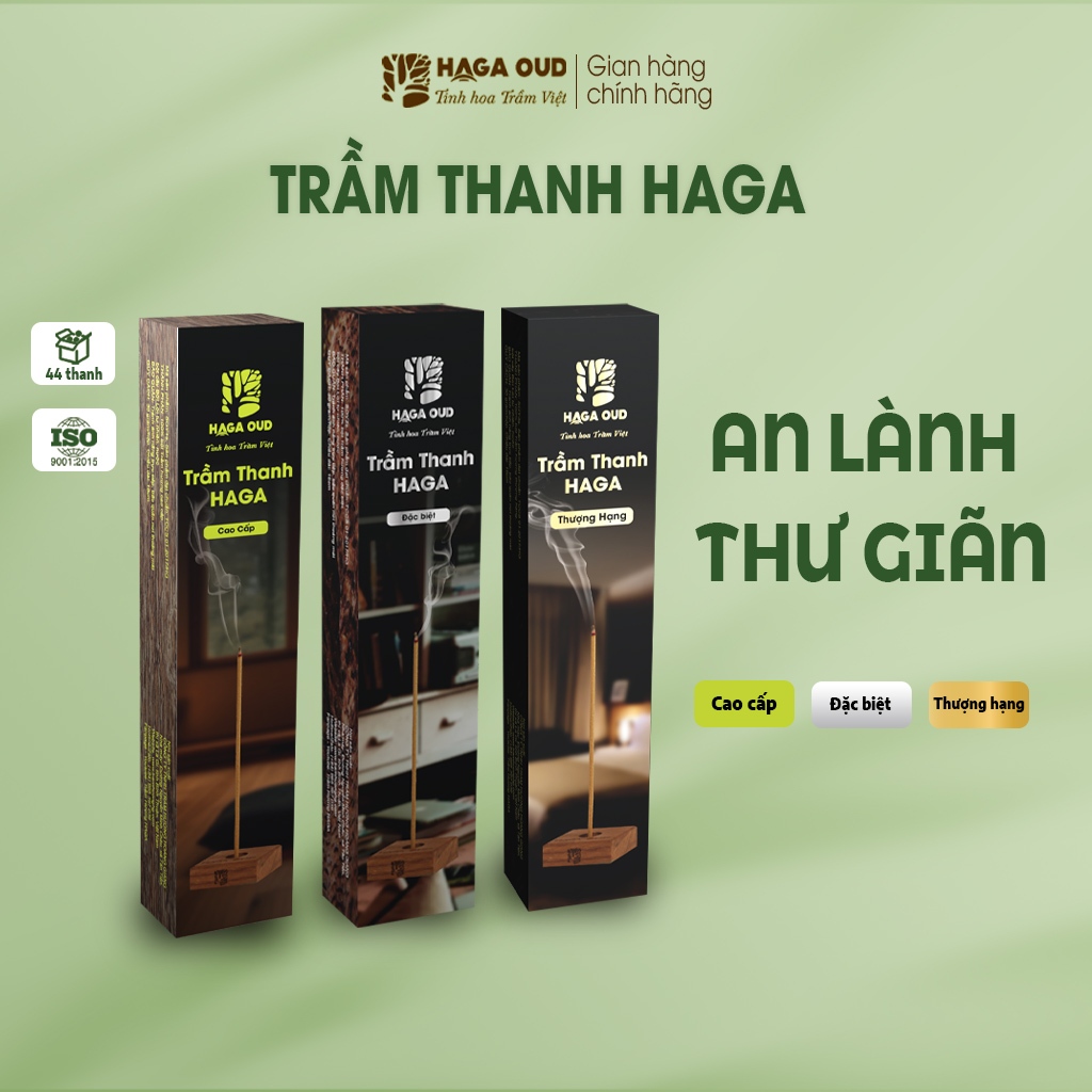 Ảnh Trầm thanh Haga Cao cấp/Đặc biệt/Thượng hạng thơm ngọt trầm hương, thư giãn thoải mái - 16cm 44 cây 1