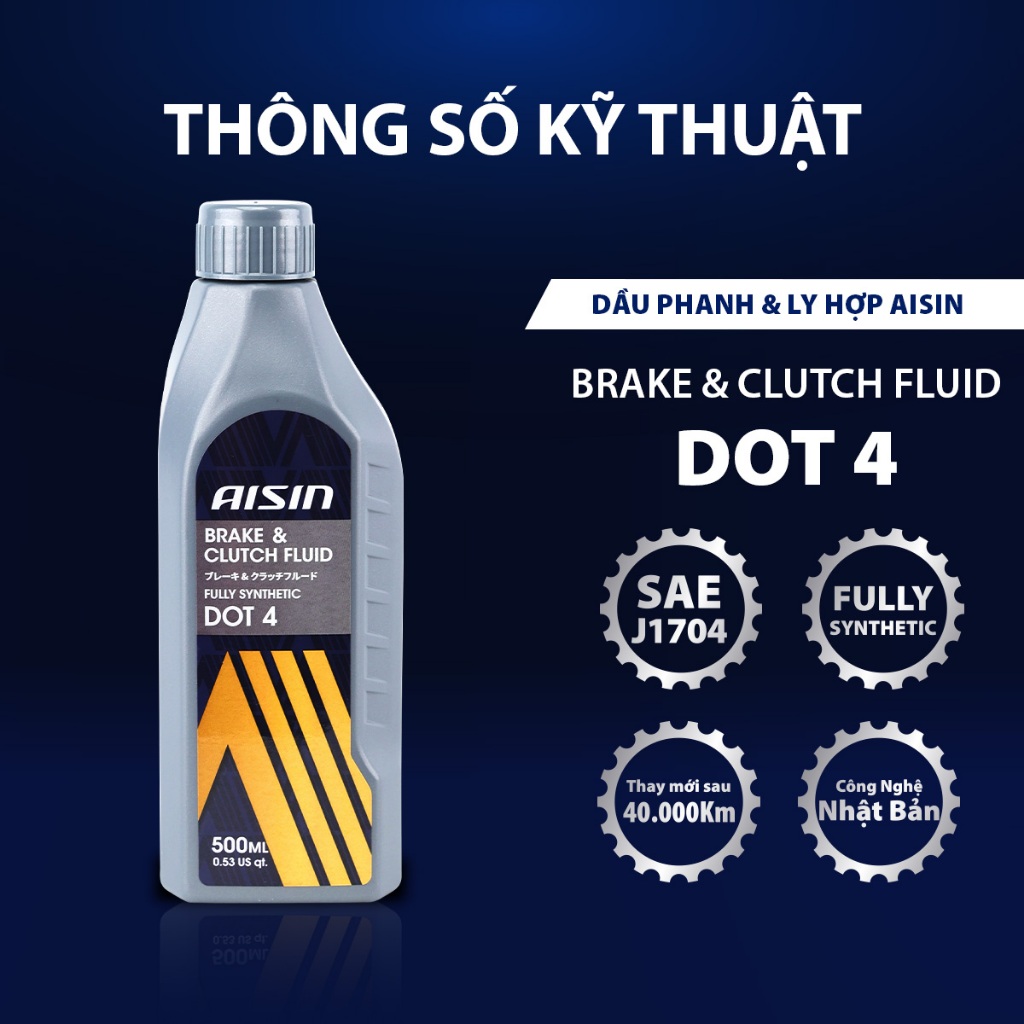 Dầu Phanh Và Ly Hợp Tổng Hợp AISIN Dot 4 500ml BFSDT405L