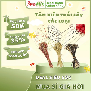 Tăm Xiên Trái Cây Trang Trí – Đuôi Tròn, Thắt Nút, Hình Tim (Nhiều Màu Sắc)
