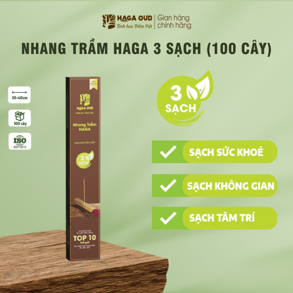 Ảnh Nhang trầm Haga 3 Sạch, 100 cây tiết kiệm, Thơm trầm, Ít khói, An toàn sức khỏe - 30cm/40cm 1