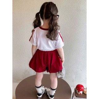 [B&G] Sét bộ thể thao cotton in nổi kèm quần bí đỏ cho bé gái từ 12-45kg(2-12 tuổi)