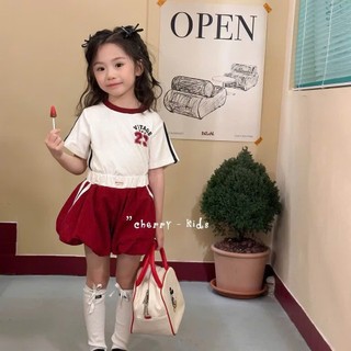 [B&G] Sét bộ thể thao cotton in nổi kèm quần bí đỏ cho bé gái từ 12-45kg(2-12 tuổi)