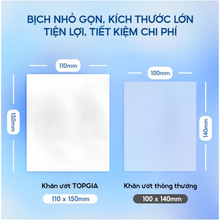 Khăn ướt mini cao cấp Topgia 1 gói 8 tờ không cồn không parabens dành cho em bé