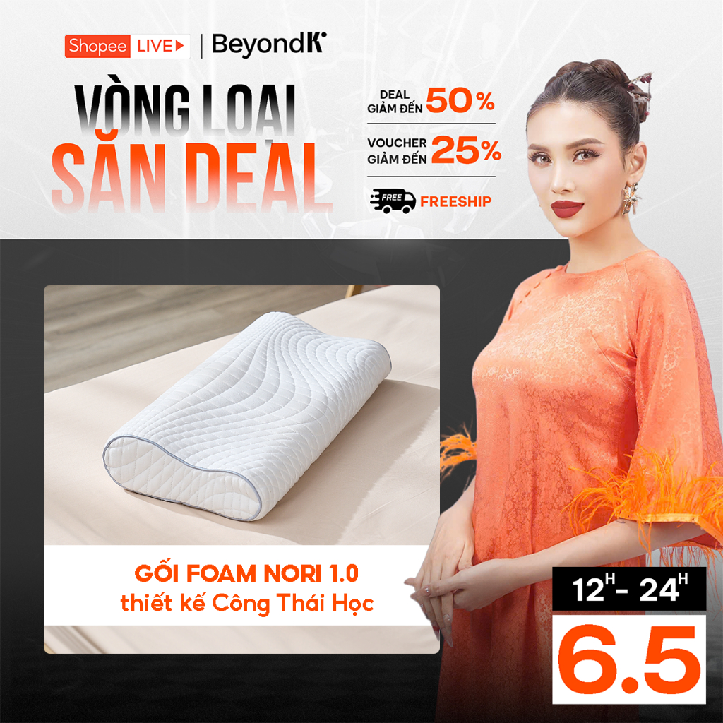 Ảnh Gối Foam Goodnight Nori Gối Công Thái Học 30*60cm Lượn Sóng Nâng Đỡ Cổ Vai Gáy Độc Quyền Vua Nệm 1