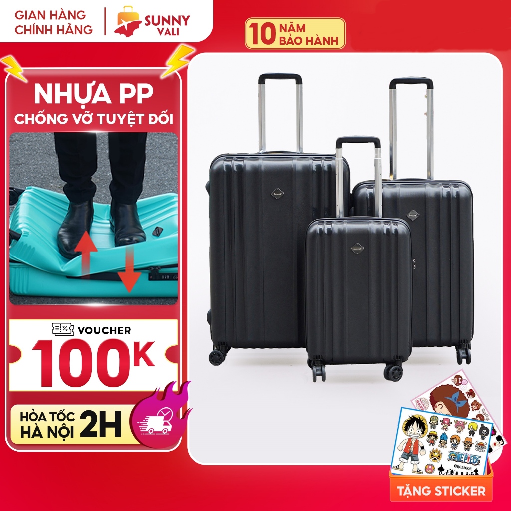Ảnh Vali kéo SUNNY PP07 - Nhựa PP chống vỡ tuyệt đối xách tay, kí gửi (size 20/24/28 inch) 2
