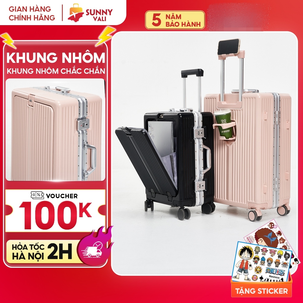 Ảnh Vali SUNNY MONTER - Vali nhựa PC + ABS  khung nhôm, khay đựng cốc, ngăn đựng laptop tiện lợi 20/24 2
