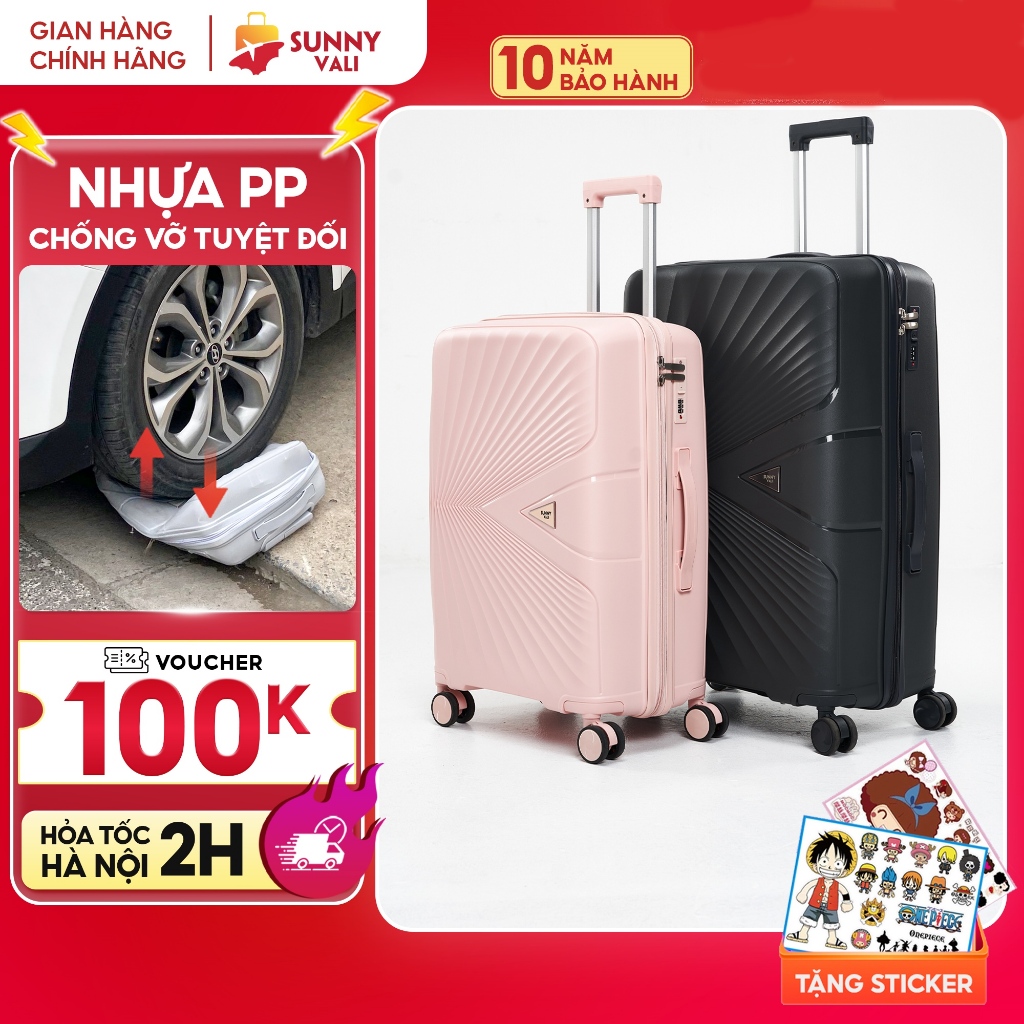 Ảnh Vali kéo du lịch SUNNY PICA nhựa PP chống vỡ tuyệt đối, vali size 28 24 20 inch xách tay, kí gửi 2