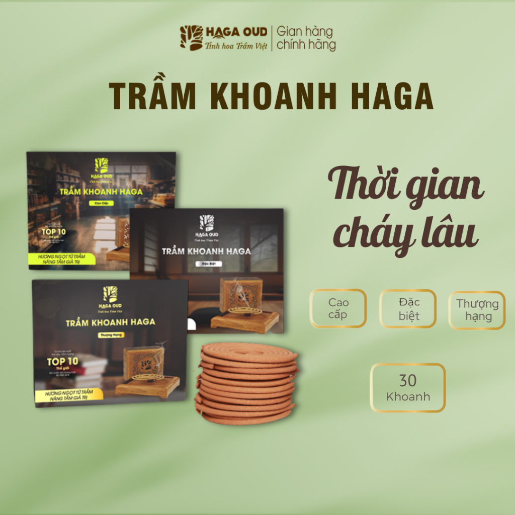 Ảnh Trầm khoanh Haga Cao cấp/Đặc biệt/Thượng hạng, thời gian cháy lâu, thơm đậm hương trầm 1