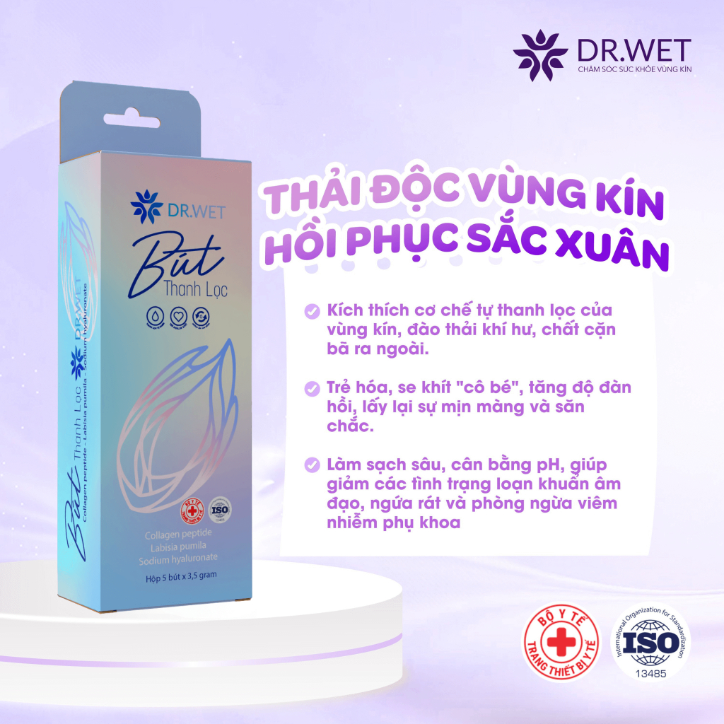 Bút Thanh Lọc Dr.Wet hỗ trợ trẻ hoá vùng kín, làm sạch chuyên sâu, an toàn lành tính, 5 bút/hộp