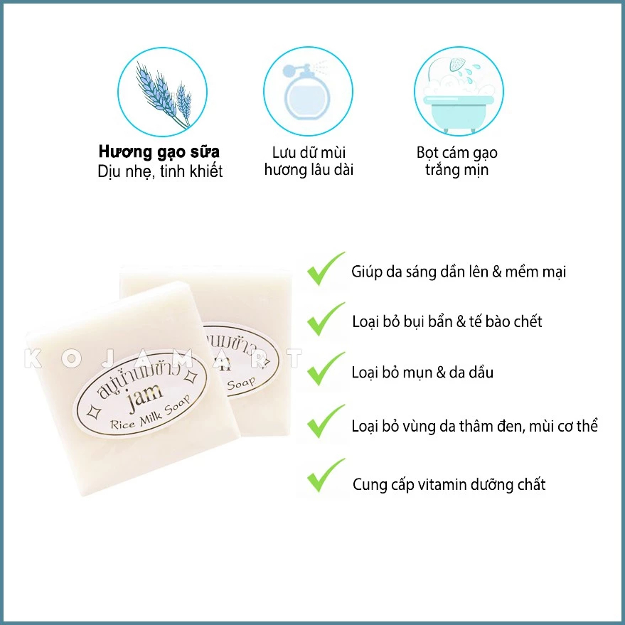 Xà Phòng Cám Gạo Thái Lan JAM RICE MILK SOAP 65gr