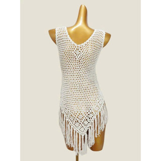 Áo choàng ren đi biển mix ngoài bikini siêu sang kiểu áo váy sát nách 983
