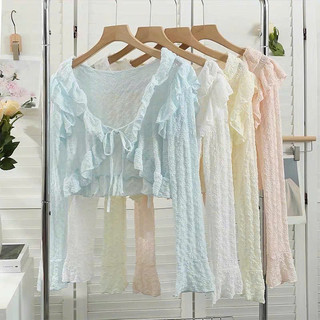 Áo cadigan ren choàng xinh hoa nổi xinh xắn bèo vạt siêu cưng mix cùng áo dây váy dây, style Ulzzang y2k cá tính 985