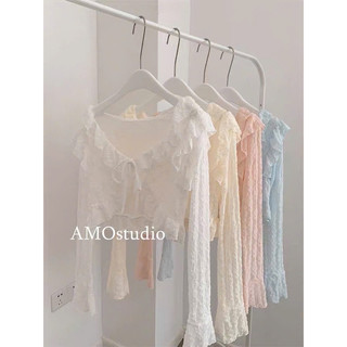 Áo cadigan ren choàng xinh hoa nổi xinh xắn bèo vạt siêu cưng mix cùng áo dây váy dây, style Ulzzang y2k cá tính 985