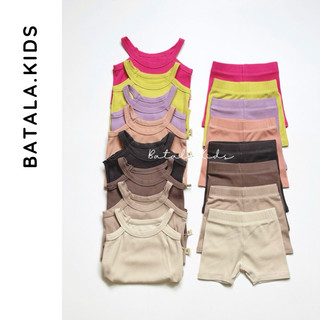 Set quần áo ba lỗ bé gái mùa hè Batala Kids, Bộ đồ 2 CHI TIẾT ÁO BA LỖ YẾM QUẦN LEGGING ĐÙI chất thun tăm