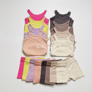 Set quần áo ba lỗ bé gái mùa hè Batala Kids, Bộ đồ 2 CHI TIẾT ÁO BA LỖ YẾM QUẦN LEGGING ĐÙI chất thun tăm