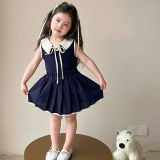 [B&G] Sét váy polo sát nách sang chảnh màu xanh than cho bé gái từ 12-45kg(2-12 tuổi)