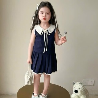 [B&G] Sét váy polo sát nách sang chảnh màu xanh than cho bé gái từ 12-45kg(2-12 tuổi)