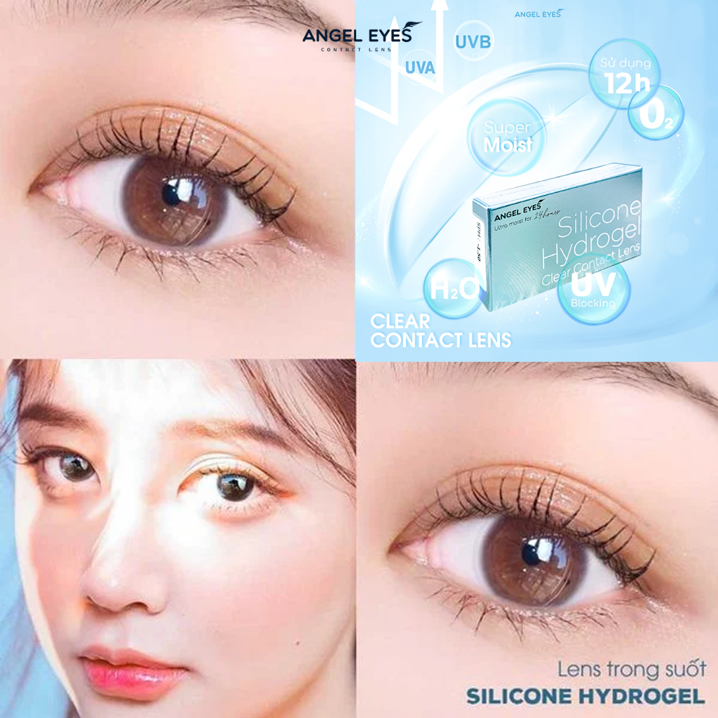 Ảnh Lens trong suốt có độ cận dòng cao cấp chất liệu Silicone Hydrogel - hiệu Angel Eyes độ cận 1 - 15 độ 1
